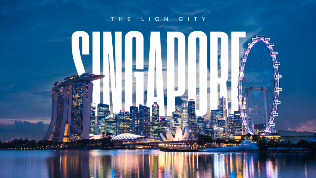 blue and white typographic creative singapore city landscape desktop wallpaper
